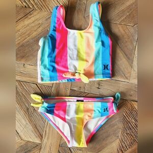 Hurley girls multi colored 2 piece bathing suit size 5